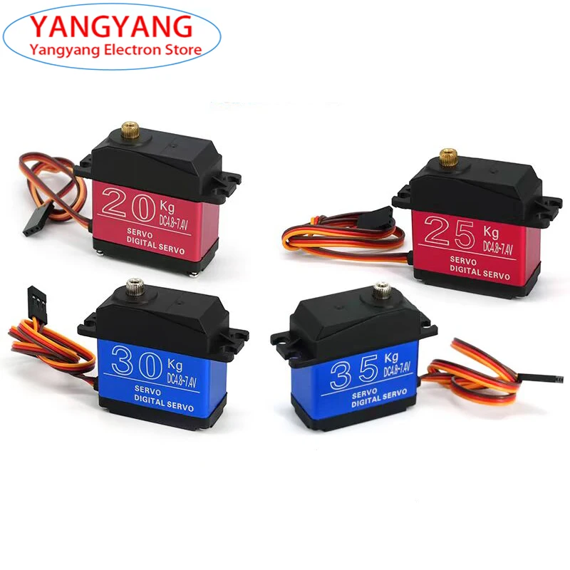 High Torque Digital Waterproof Servo 20KG 25KG 30KG 35KG Servo 180 Degrees Metal Gear RC Cars Truck Mechanical Robot Arm Robot