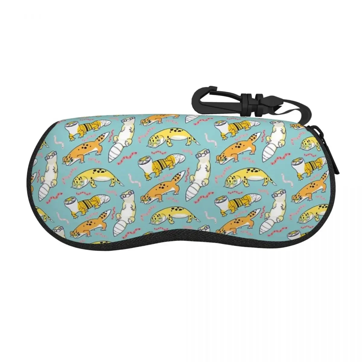 Yellow Leopard Gecko Cartoon Animal Pattern Shell Glasses Case Protective Sunglasses Box Women Men Soft Eyeglass Bag Pouch