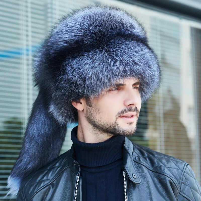 

Fox fur bomber hat men winter northeast winter middle-aged and elderly raccoon fur warm cpa real sheepskin leather hat for male