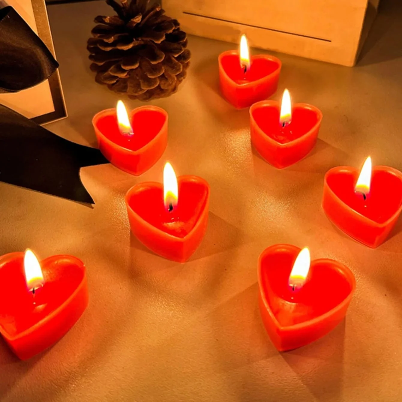 9pcs Heart-shaped Candles Elegant Love Candle Valentine's Day Wedding Anniversary Decor Candle for Getting Romantic Night