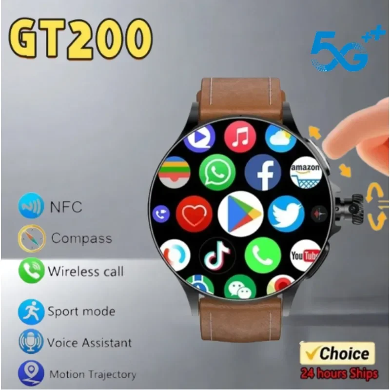 

GT200Smart Watch 1,95 дюйма Amoled 750*750 HD с разрешением, телескопическая поворотная камера, сенсорный энкодер, Android 10,0, умные часы