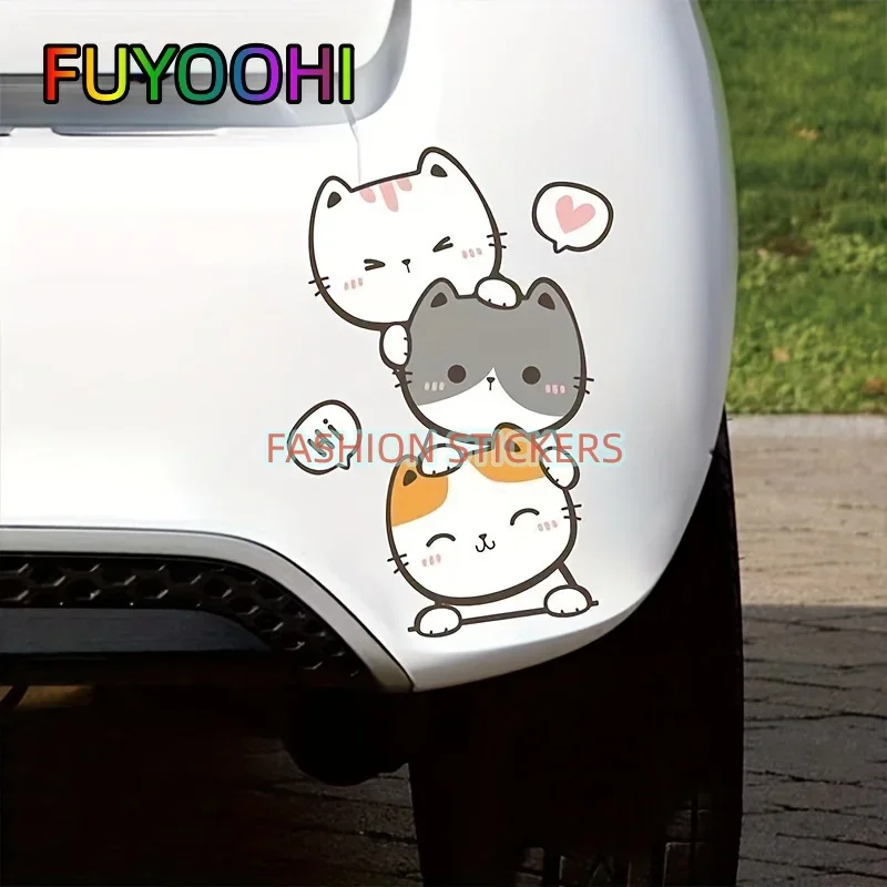 FUYOOHI Vinyl Car Decals Brighten Up Your Car with These Adorable Kitten Folding Car Stickers!