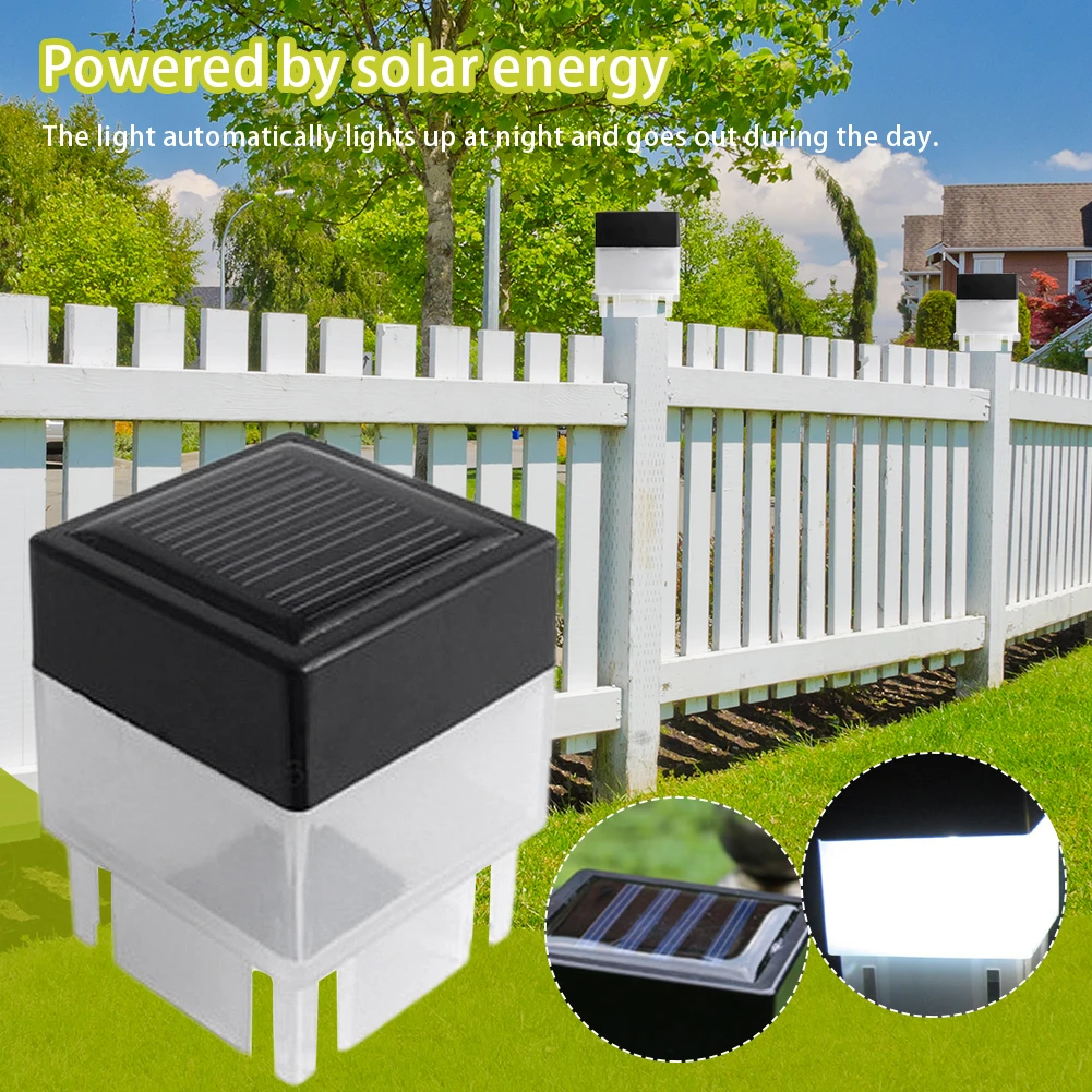 Solar Post Light Modern Fence Deck Lamp Auto On/Off Outdoor Pillar Light Square Column Fixture for Outside Garden Patio
