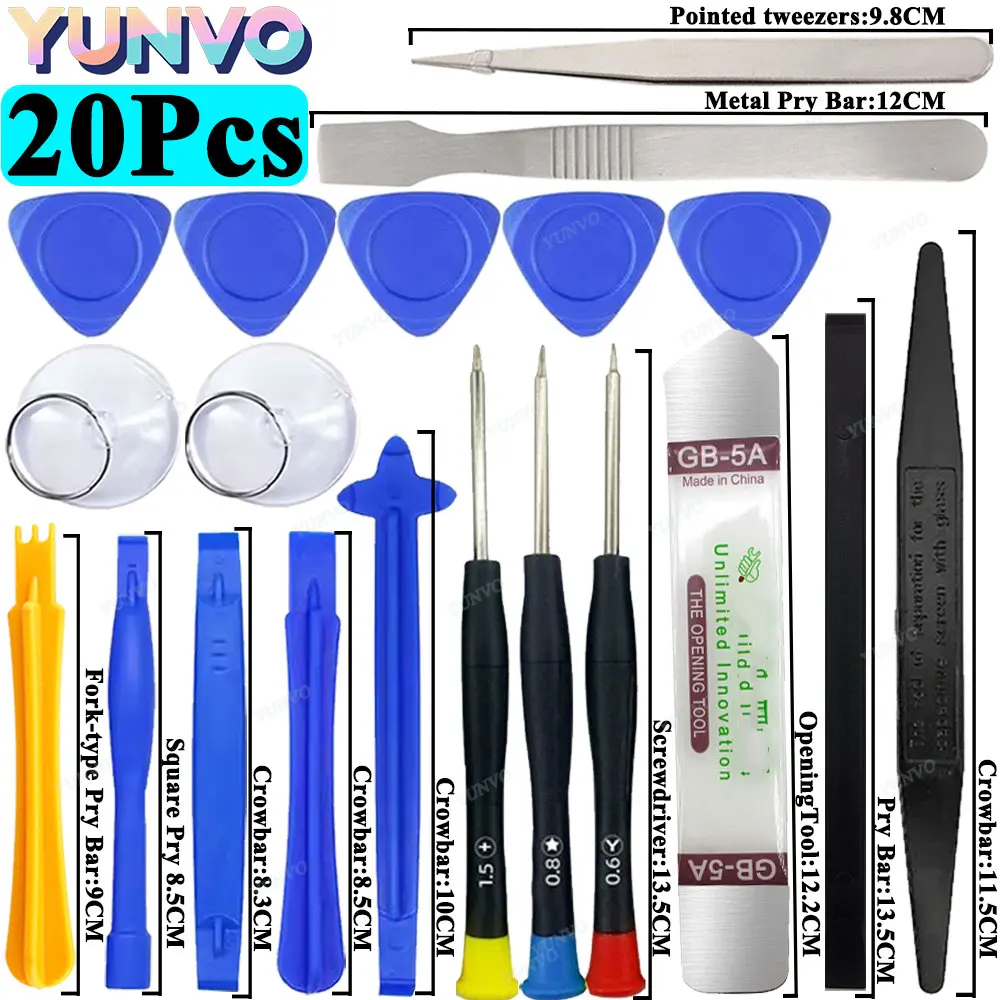 20 in 1 Precision Screwdriver & Spudger Pry Tool Kit, Phone LCD Screen Opening Repair Set for iPhone Samsung Xiaomi iPad