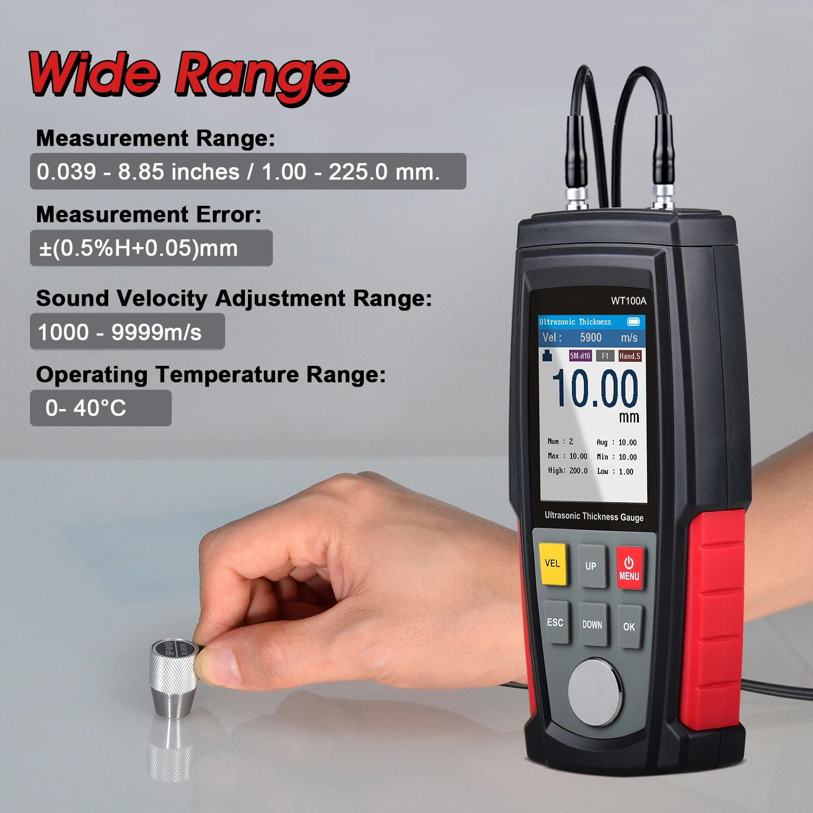 Digital Ultrasonic Thickness Gauge, Non-Destructive Testing Gauge, For Measure Steel Aluminum Metal Copper Plate Glass Material - Image 3