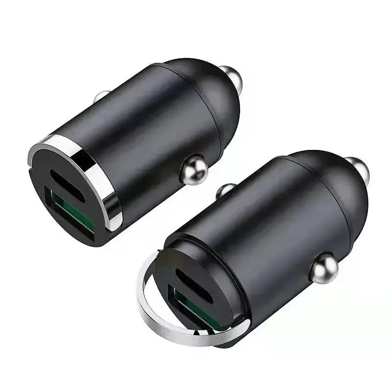 Hidden pull ring car charger Mini Alloy Type-c multi-purpose car charger Mini super fast charger head 1pc