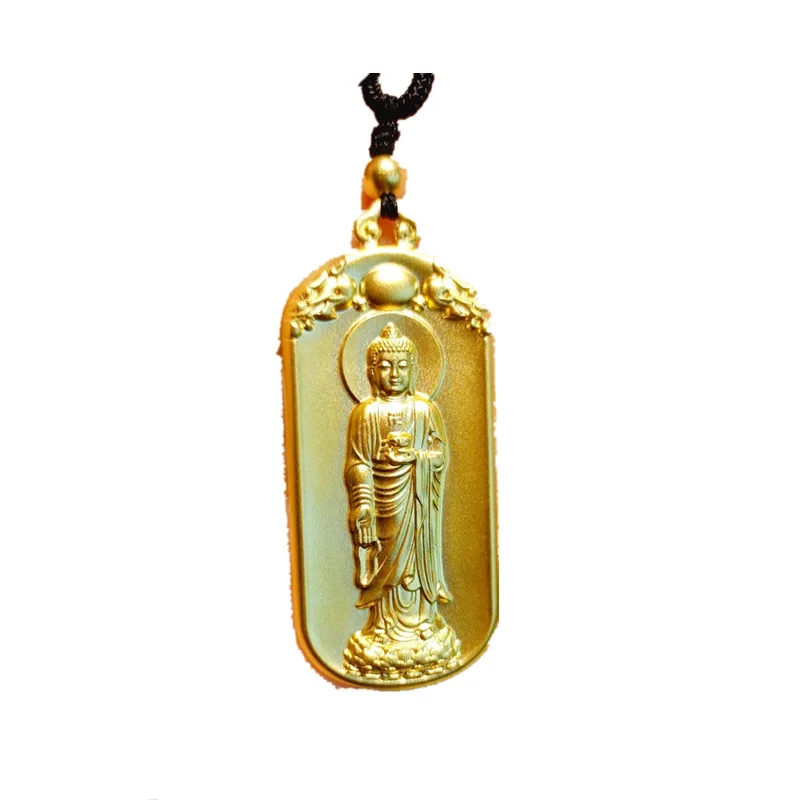 Simple 24k yellow Plated Guanyin Buddha Necklace for women Fashion Pendant Clavicle Chain Wedding Anniversary High Jewelry Gifts