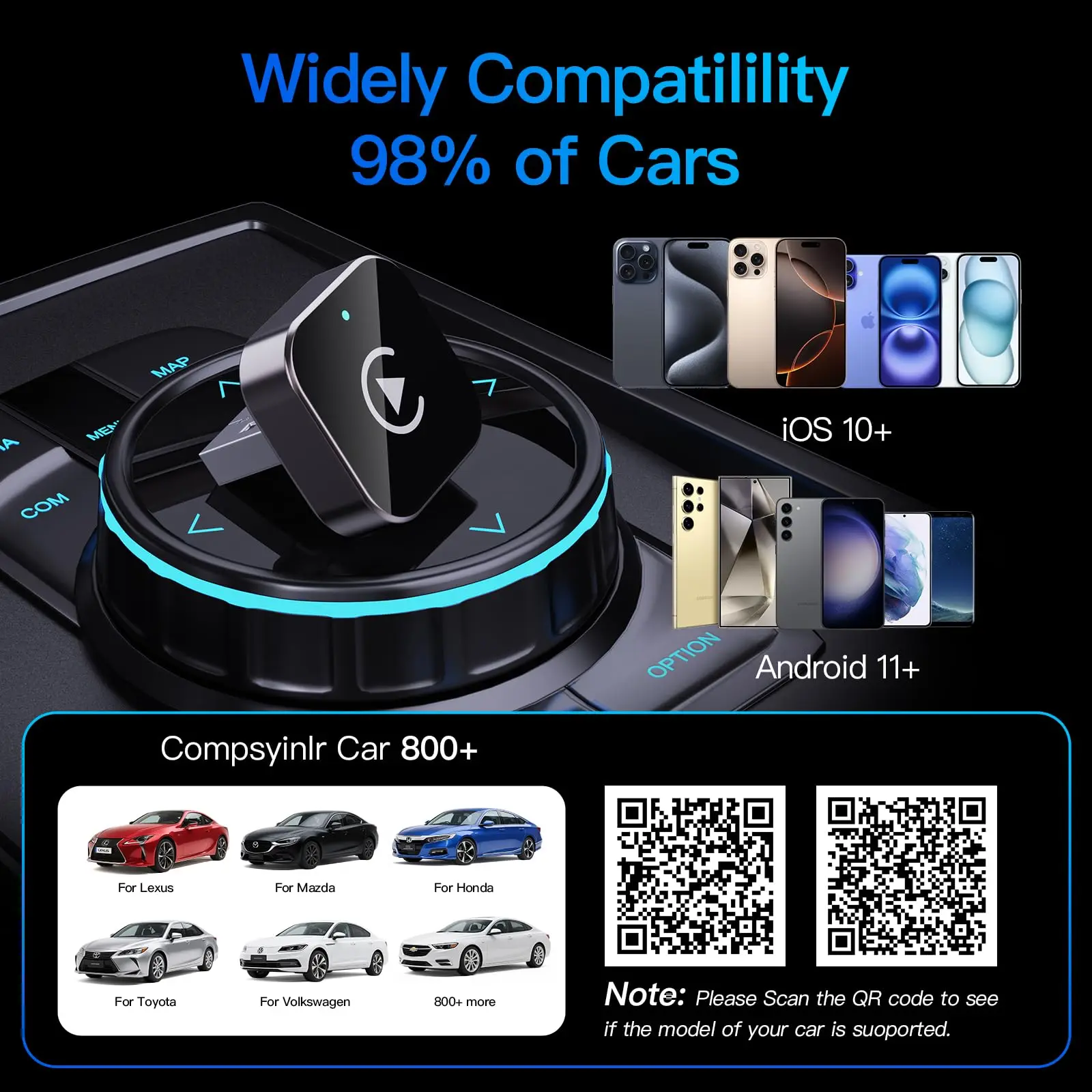 Wireless CarPlay & Android Auto Adapter, Plug & Play CarPlay Dongle Converts Wired to Wireless, Fast Auto-Connect, No Delay image 4