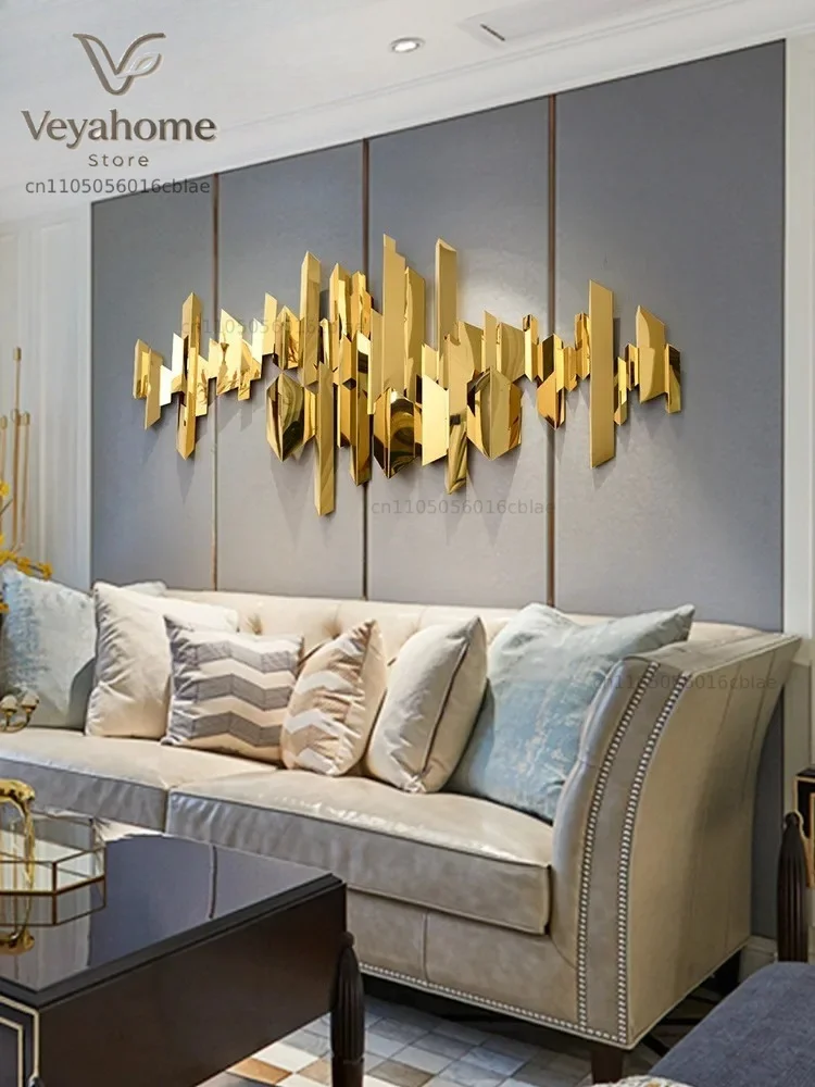 Living room background stainless steel wall decoration wall hanging light luxury wall metal decoration