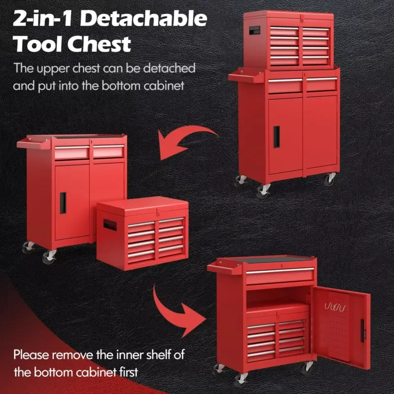 Heavy Duty Stainless Steel Tool Cabinet Cart Complete Set Utility Tools for Workshop Garage Automotive Repair Storage