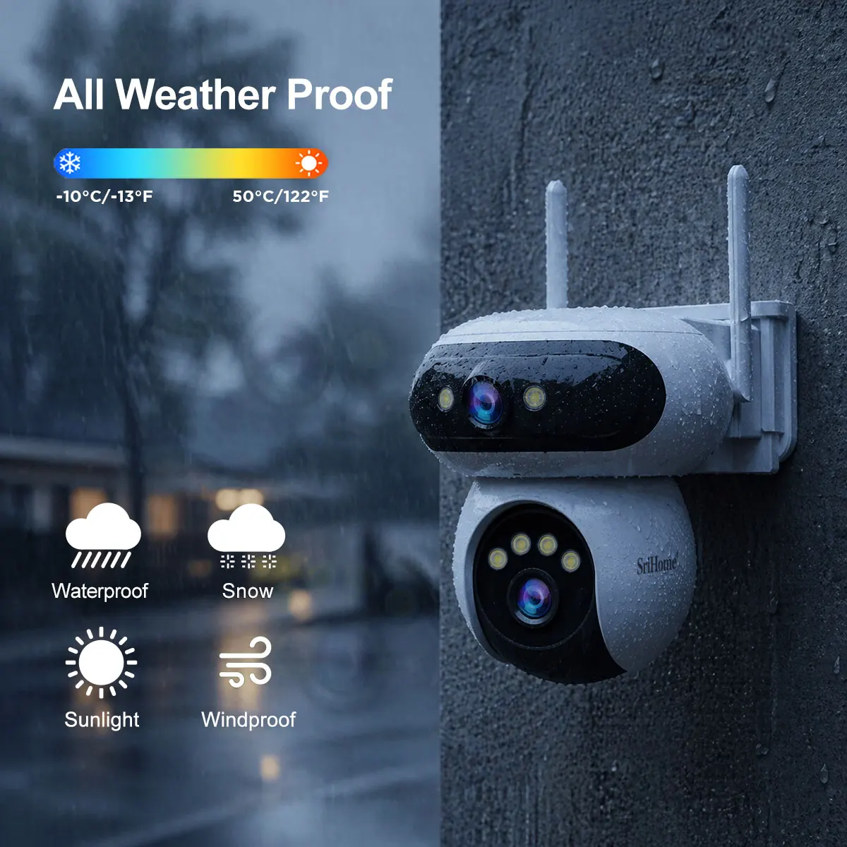 8MP Srihome APP SH062 Dual Lens Full Color Wireless PTZ IP Dome Camera AI Humanoid Detection Home Security CCTV Baby Monitor