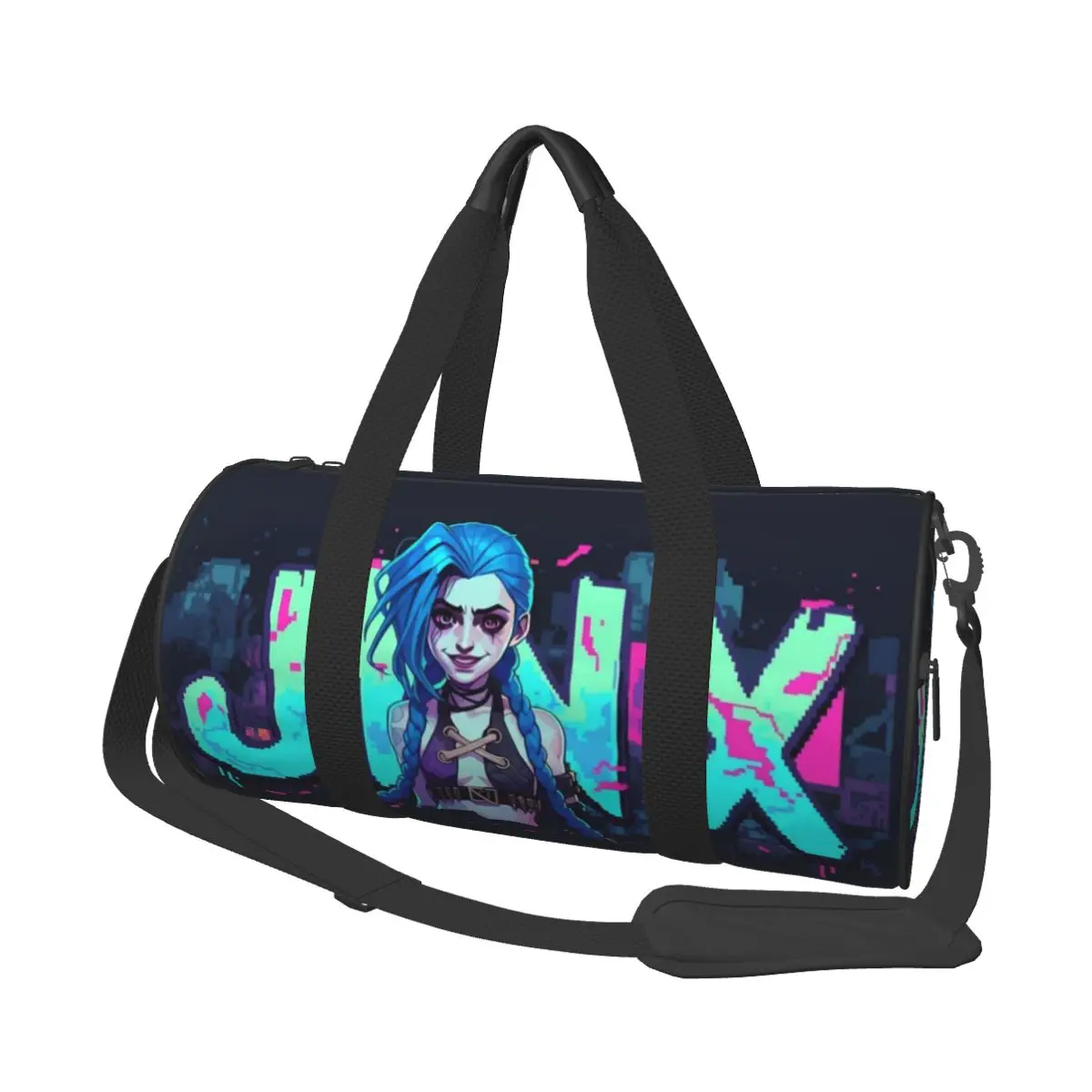 Round Large Capacity Travel Duffel Bag Arcane J-Jinx LOL Male Female Large-Capacity Hand Luggage Sports Fitness Bag