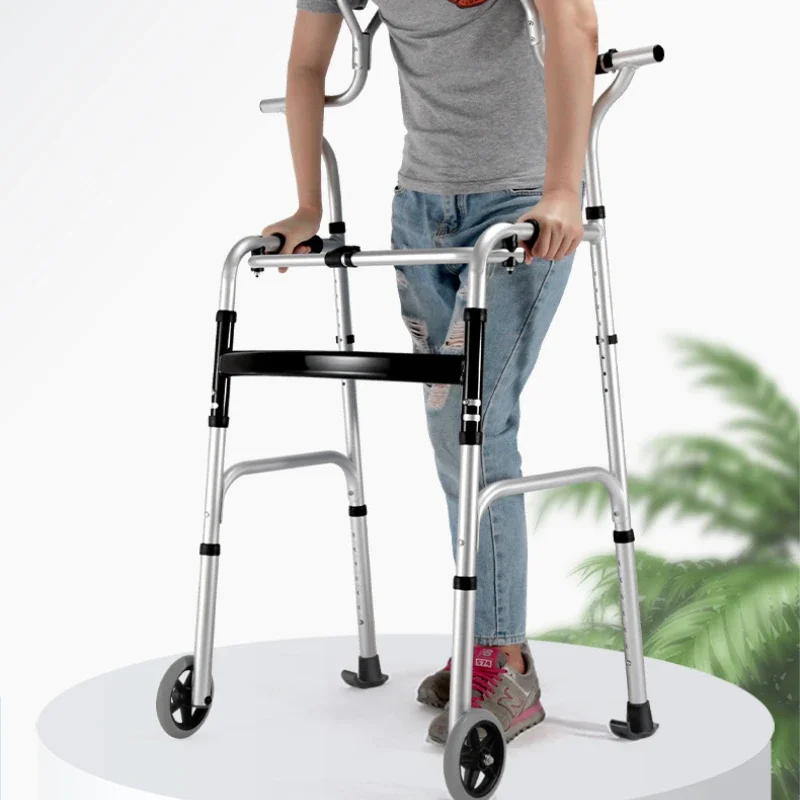 Elderly Walker Assist Walking Stick with Armpit Support Lower Limb Rehabilitation Walking Stand Underarm Crutch with Wheels