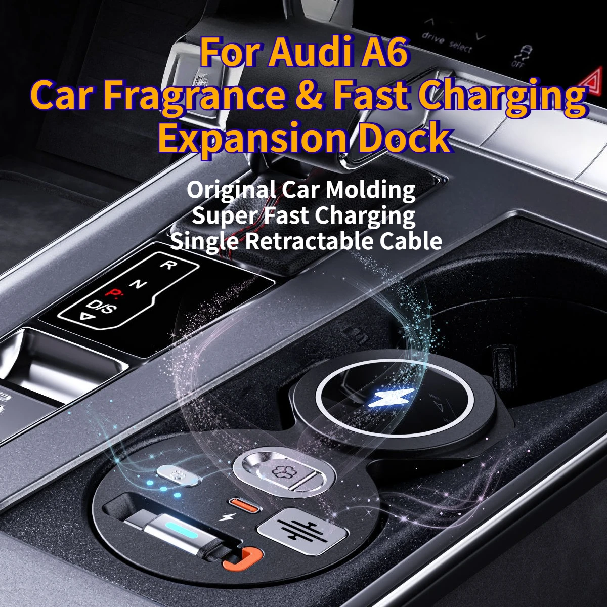 For Audi A6L A7 A7L Car Air Freshener Charging Expansion Dock Central Control Super Fast Charge Cigarette Lighter Accessories