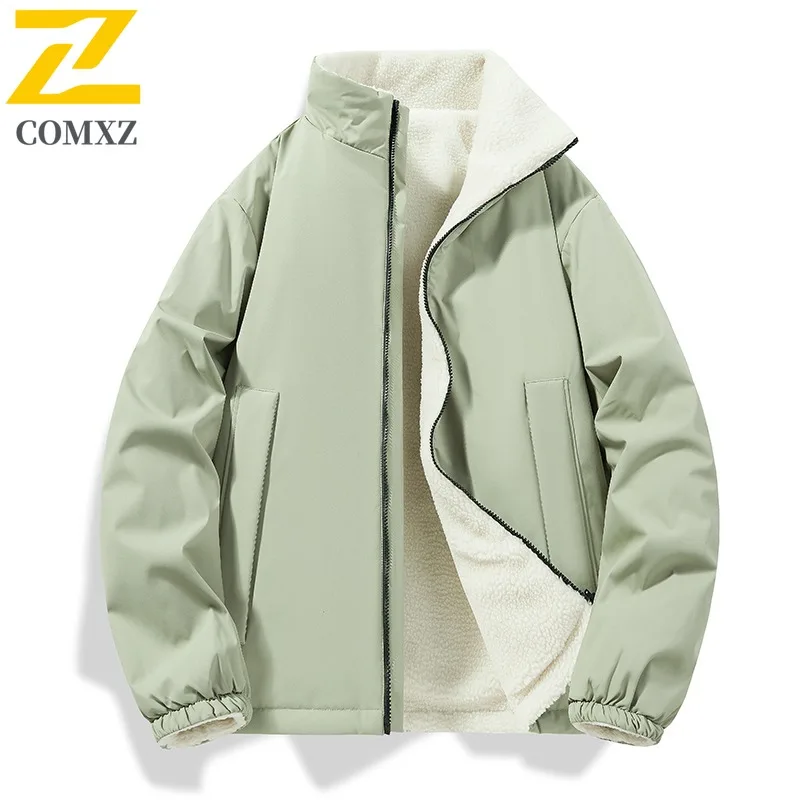 

COMXZ сезон, новое двустороннее флисовое пальто из шерпа сбоку AB, повседневная хлопковая куртка унисекс для пар, флисовая толстая внешняя торговля