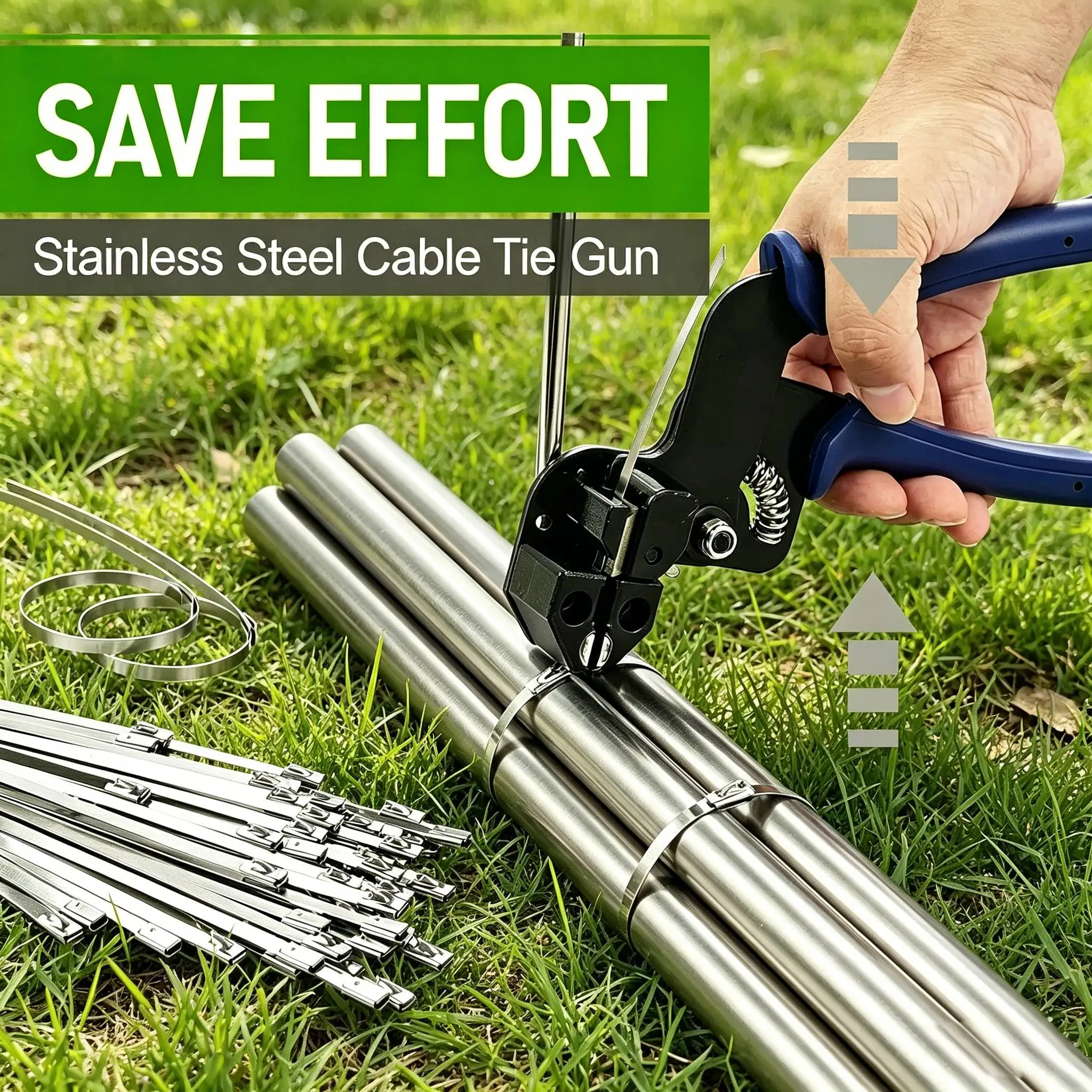 304 Stainless Steel Cable Tie Gun Set, Cable Tie Gun Kit, 201 Lbs Tensile Strength and UV-Resistant Self-Locking Metal Zipper for Agricultural Fencing, Pipe Installation, Construction, and Automotive Applications – Heavy-Duty Fastening System - view 7