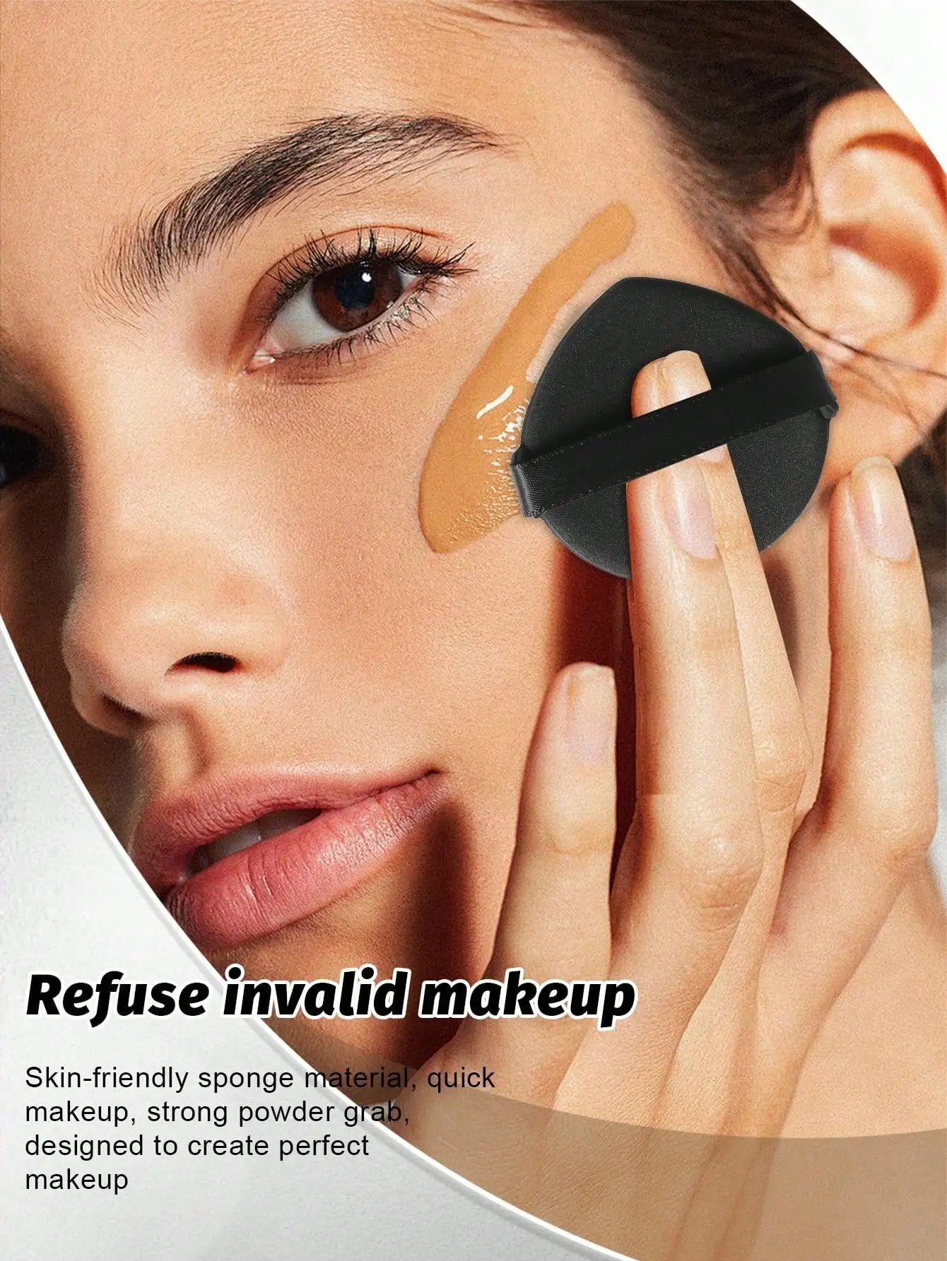 Sortierte schwarze Make-up-Puderquasten, dreieckige Fingerband-Puderquasten & tropfenförmige Schönheitsschwämme, Nass-Trocken-Kosmetikset – Detail 9