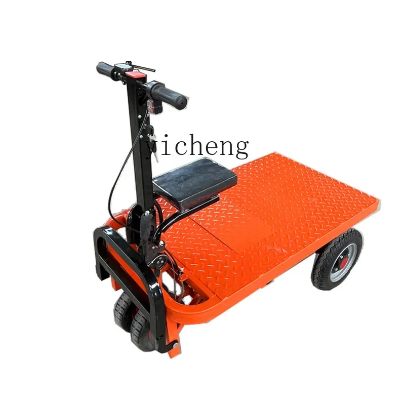 TQH electric flatbed truck trolley site pulling goods for decoration into the elevator to pull cement yellow sand trolley