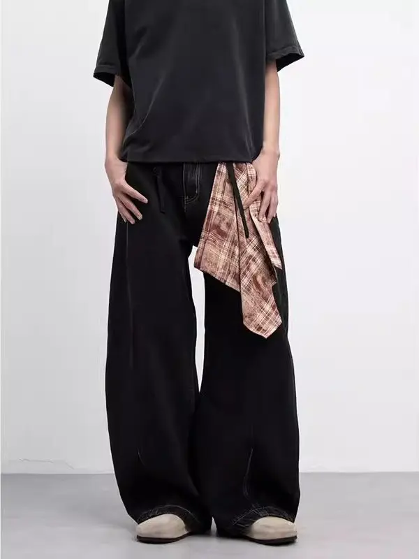 

American Retro Washed Denim Pants Loose Casual Trousers for Men And Women Banana Shape Wide Leg Jeans Youth Fashion