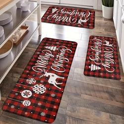 Christmas Sleigh Reindeer Printed Kitchen Floormat Winter Xmas Rug Decor Living Room Balcony Hallway Bath Toilet Non-slip Carpet