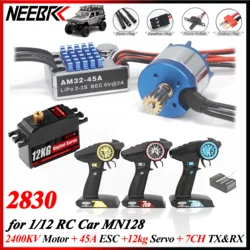 2830 2400KV 14T 기어 브러시리스 모터 AM32 45A ESC 12kg 서보 7CH 송신기 수신기 RC 자동차 MN128 MN86 업그레이드 전원 콤보