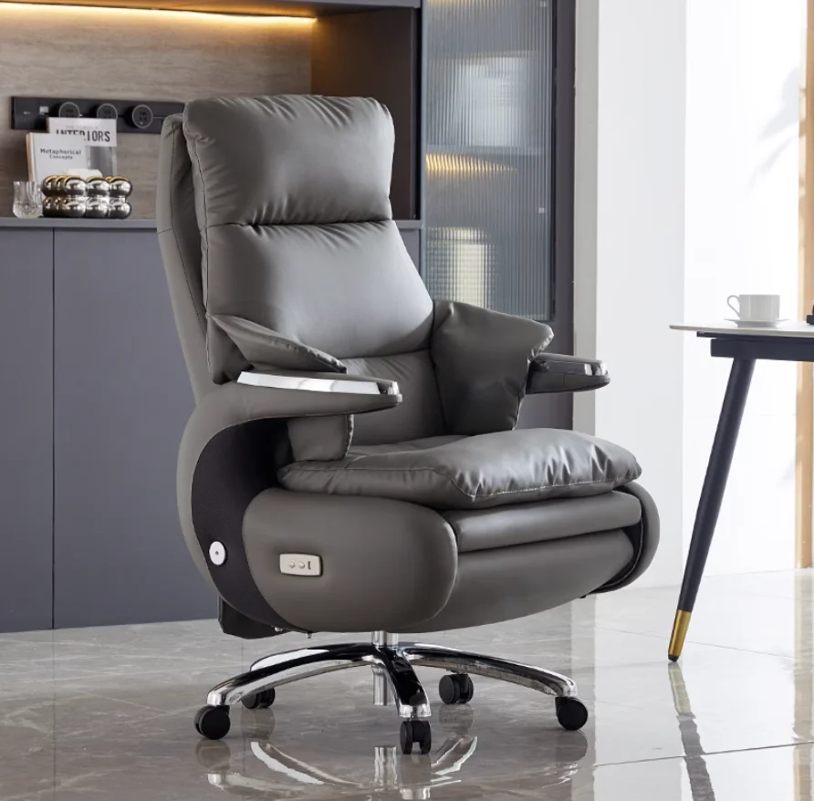 Fashion electric office chair leather computer chair can be raised and lowered can lie back chair