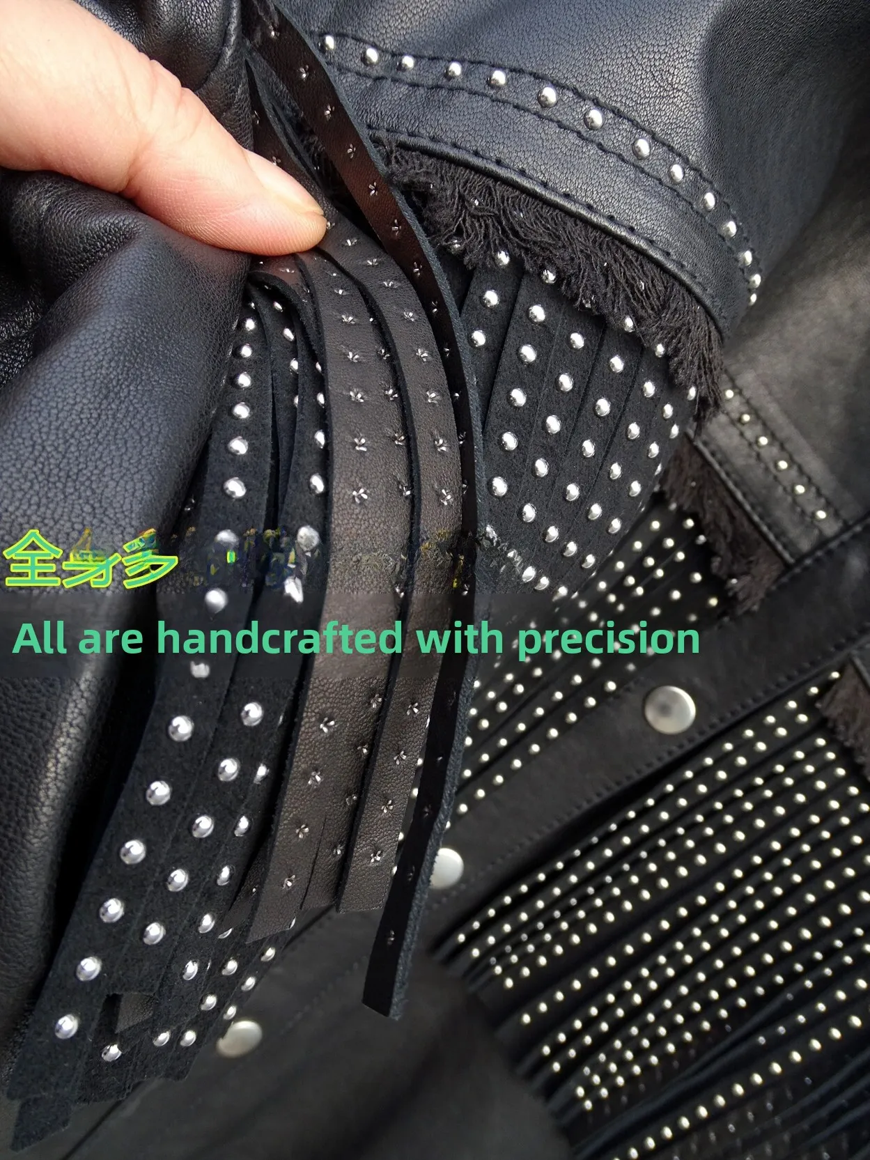 Rivetto fatto a mano in pelle ort Jaet Long Sve Colletto rovesciato Vera pelle eepskin Street Sle Slim Fit Primavera 2024