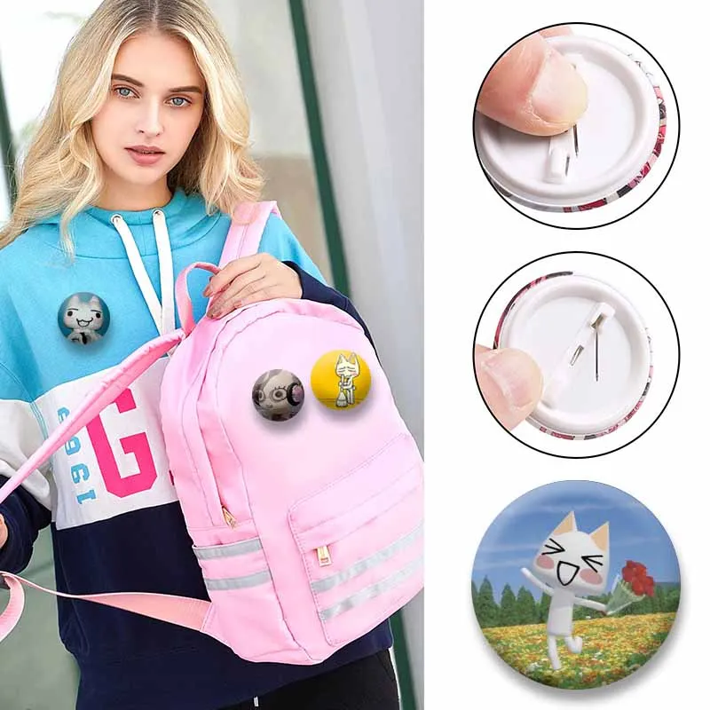 T-Toro Inoue Badges Jewelry Accessories Funny Cartoon Cat Round Brooch on Backpack Jacket Fans Collection Soft Button Pins Gifts