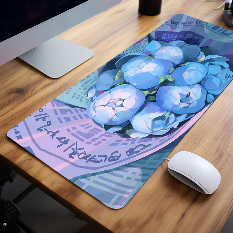 Blue Peony Bouquet Mouse Pad Floral Elegance Desk Mat Desk Accessories for Home Office Natural Rubber Stitched Edge Desk Pad