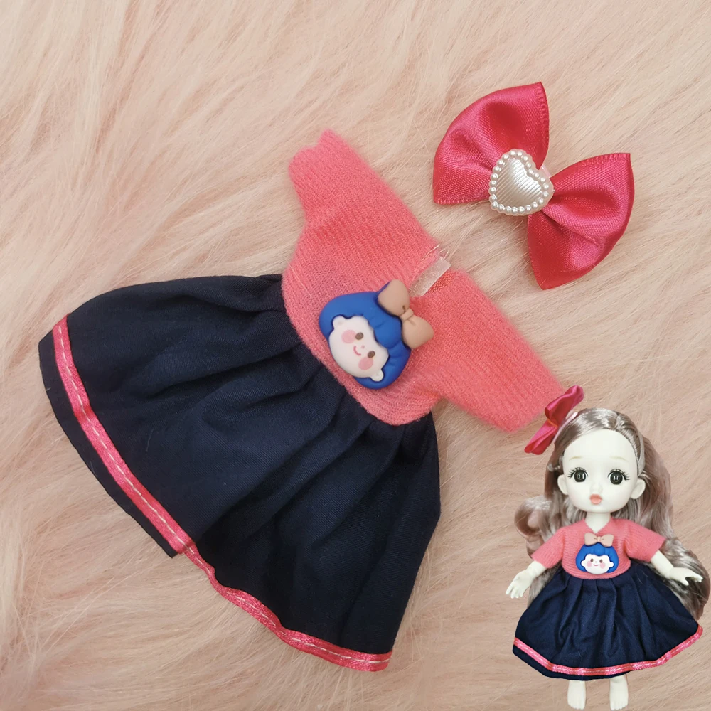 Ropa de muñeca de articulación esférica, vestido de traje lindo para BJD, uniforme de falda hecho a mano, accesorios de juguete DIY, 17 cm, 15 cm, 6