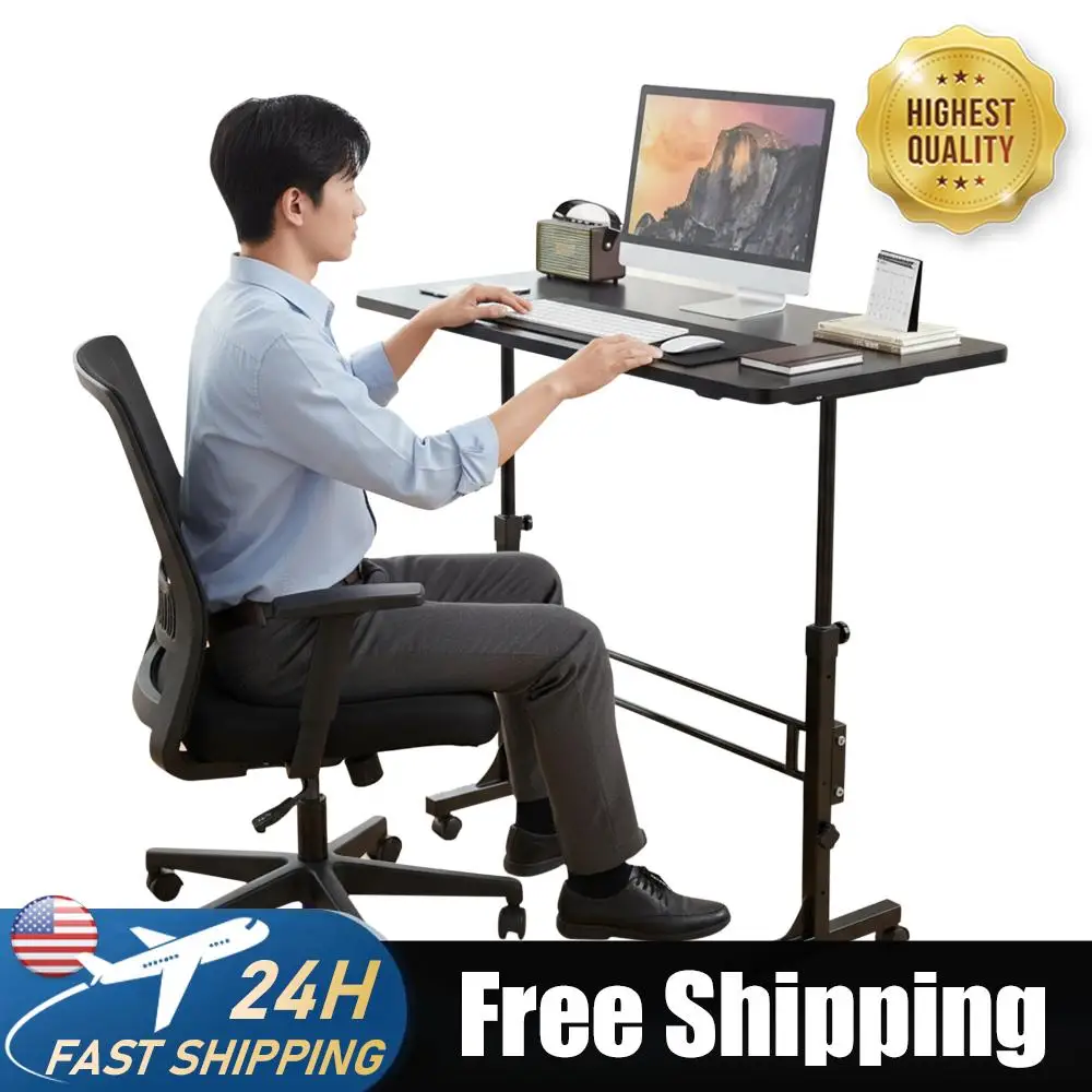 

Portable Laptop Desk Adjustable Height Rolling Desk 16x31.5 Inch for Home Office