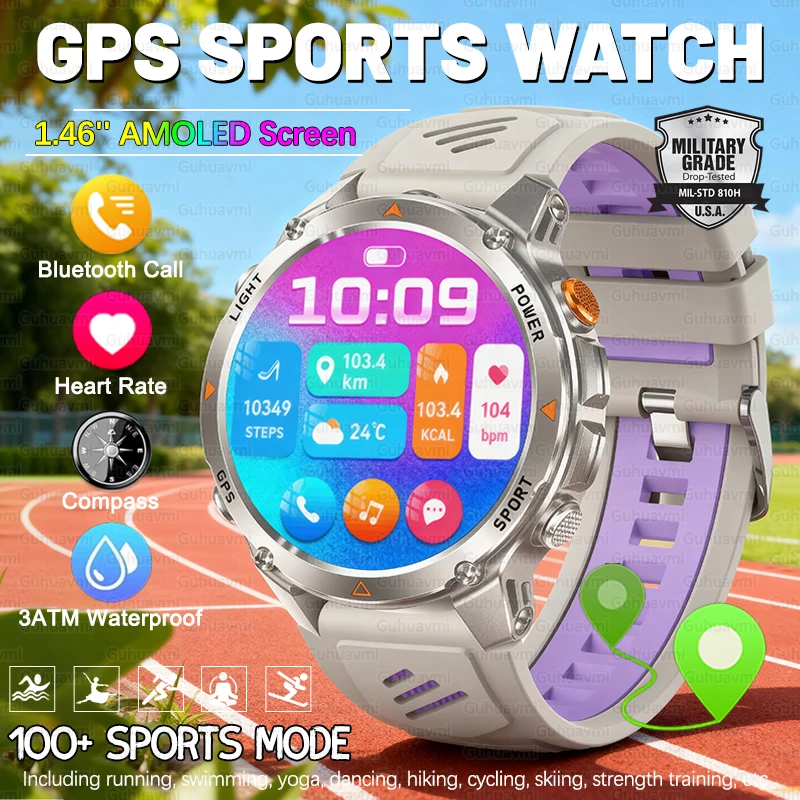 

New Women GPS Smart Watch 1.46'' AMOLED Screen Women's Health 3ATM Waterproof Sports Watches Man Bluetooth Call smartwatch 2025