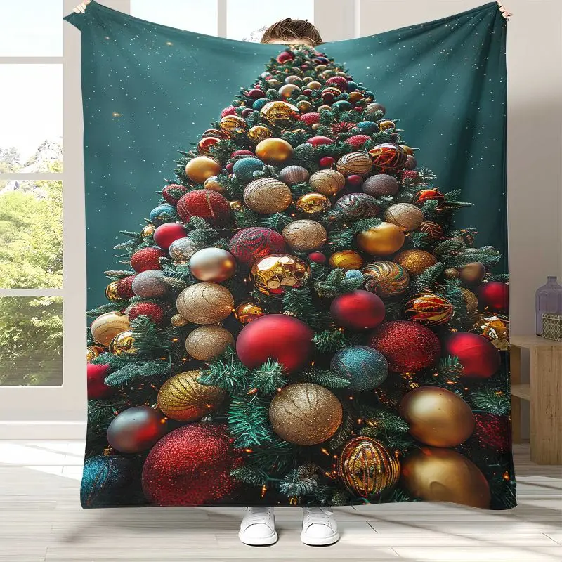New Year Merry Christmas Tree Santa Claus Fairy Tale Kids Gift Soft Flannel Throw Blanket,Cozy Blanket for Bed,Sofa,Living Room