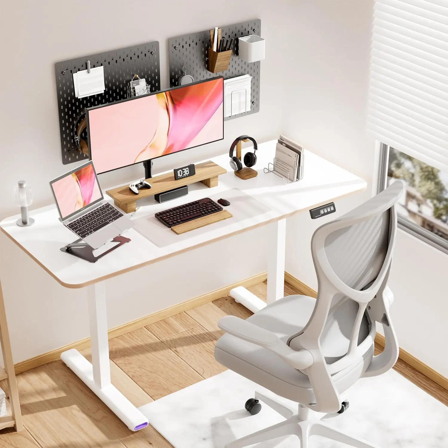 

Эргономичный стол NearHub с электрической регулировкой высоты, компьютерный стол для работы сидя и стоя, 55x24 дюйма, эргономичные рабочие столы для офиса