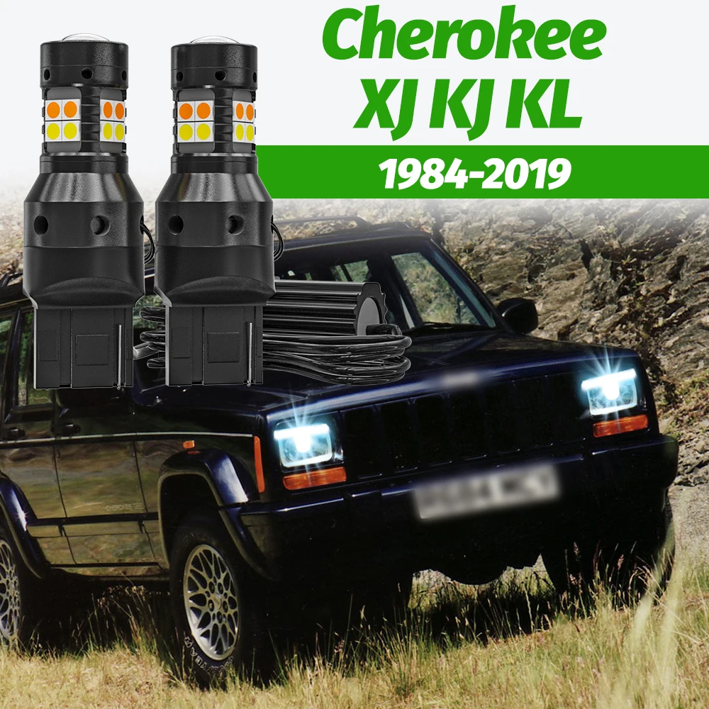2 Stück Dual-Modus Blinker+Tagfahrlicht Zubehör LED DRL Für Jeep Cherokee XJ KJ 1984-2008 KL 2013-2019 2014 2015