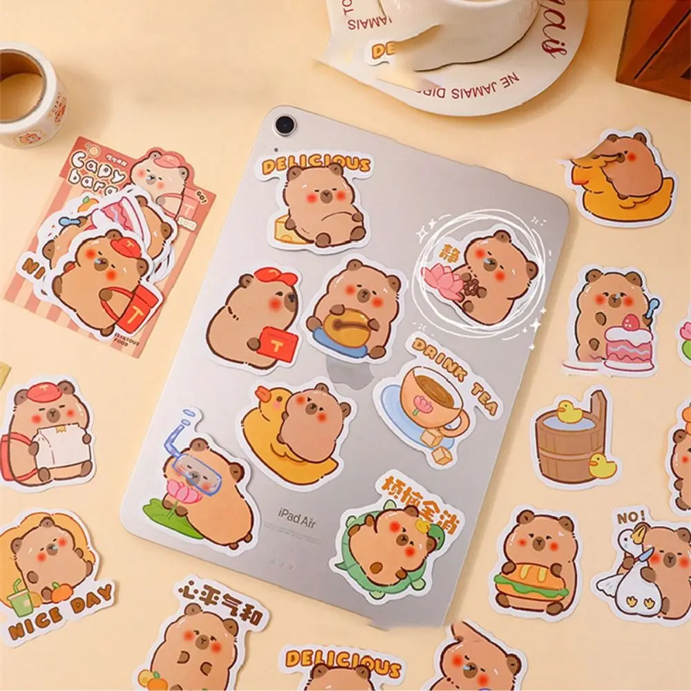 30 vellen/zak Kawaii Capybara Stickers Leuke Waterdichte DIY Scrapbook Decoratieve Multifunctionele Duurzame Briefpapier Sticker