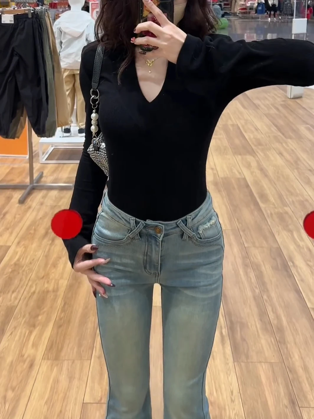 

High Waist Slim Fit Jeans Bell Bottoms Light Blue Elastic Casual Wear Spring 2025 New Style Women's Denim Pants