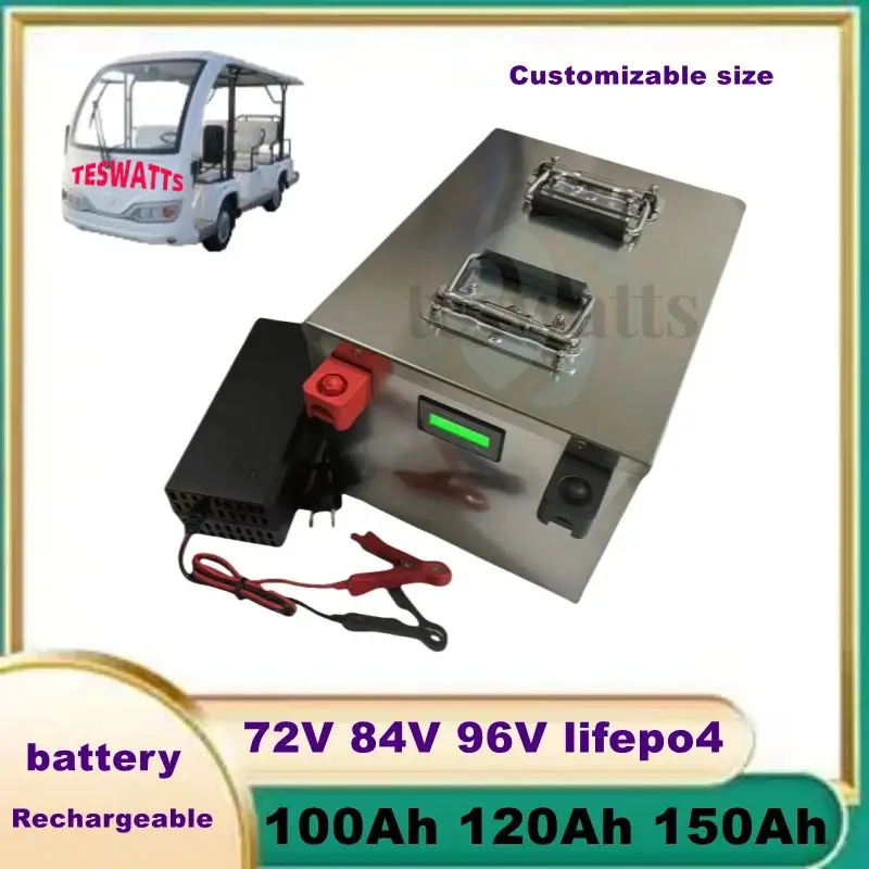 

Batterie LIFEPO4 avec BMS, 72V, 84V, 96V, 80AH, 100AH, 120AH, 150AH, Iron Phosphate Pack, EV Watches, AGV Golf Cart