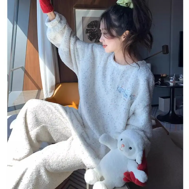 

Women's Clothing Pajamas Winter Thicken Keep Warm Leisure Comfortable Outdoors At Home Sleep Fashion Exquisite Suit Minimalist