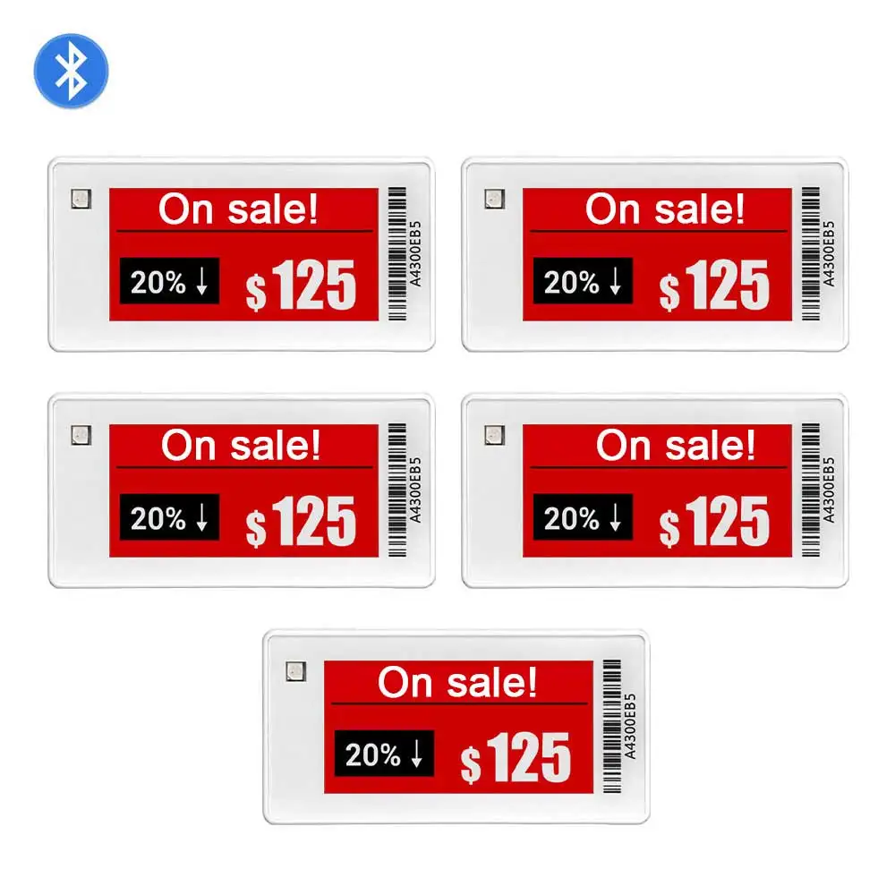 2.13 Inch Price Tag Eink Screen Electronic Display Shelf Label Bluetooth Phone APP Control Waterproof IP65 for Supermarket Store