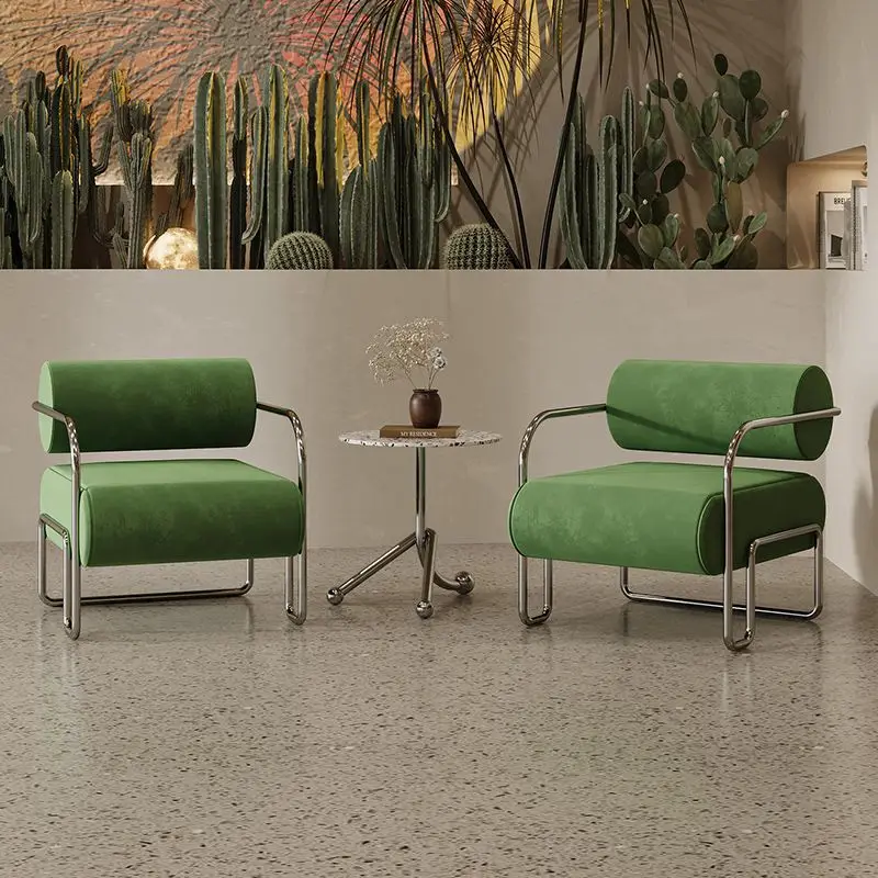 L # Vintage-Style Corduroy Armchair Single Chair Set For Living Room Bedroom Hotel Reception Balcony Leisure-Durable Fabric Mate