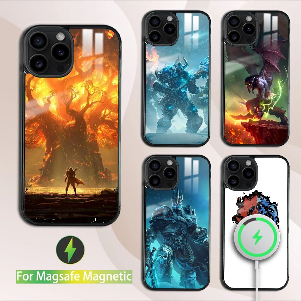 W-World Of W-Warcraft W-Wow Soft Silicone Phone Case For iPhone 16 15 14 13 12 11 Pro Max Plus Mini Magsafe Mirror Wireless Magn