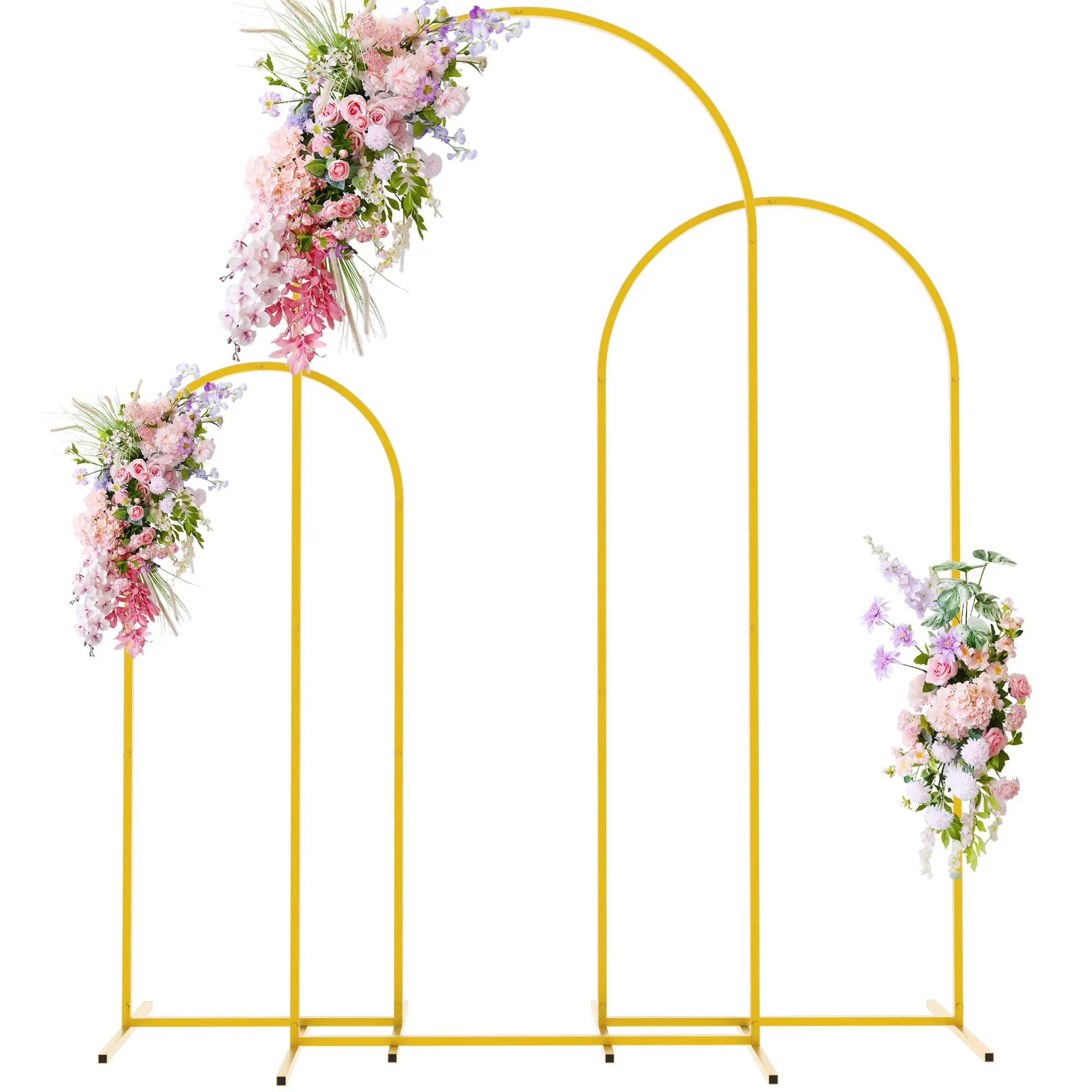 Birthday Party Supplies Decoration 6FT 6.6FT 7.2FT Metal Arched Balloon Frame Backdrop Stand Gold Floral Wedding Arch