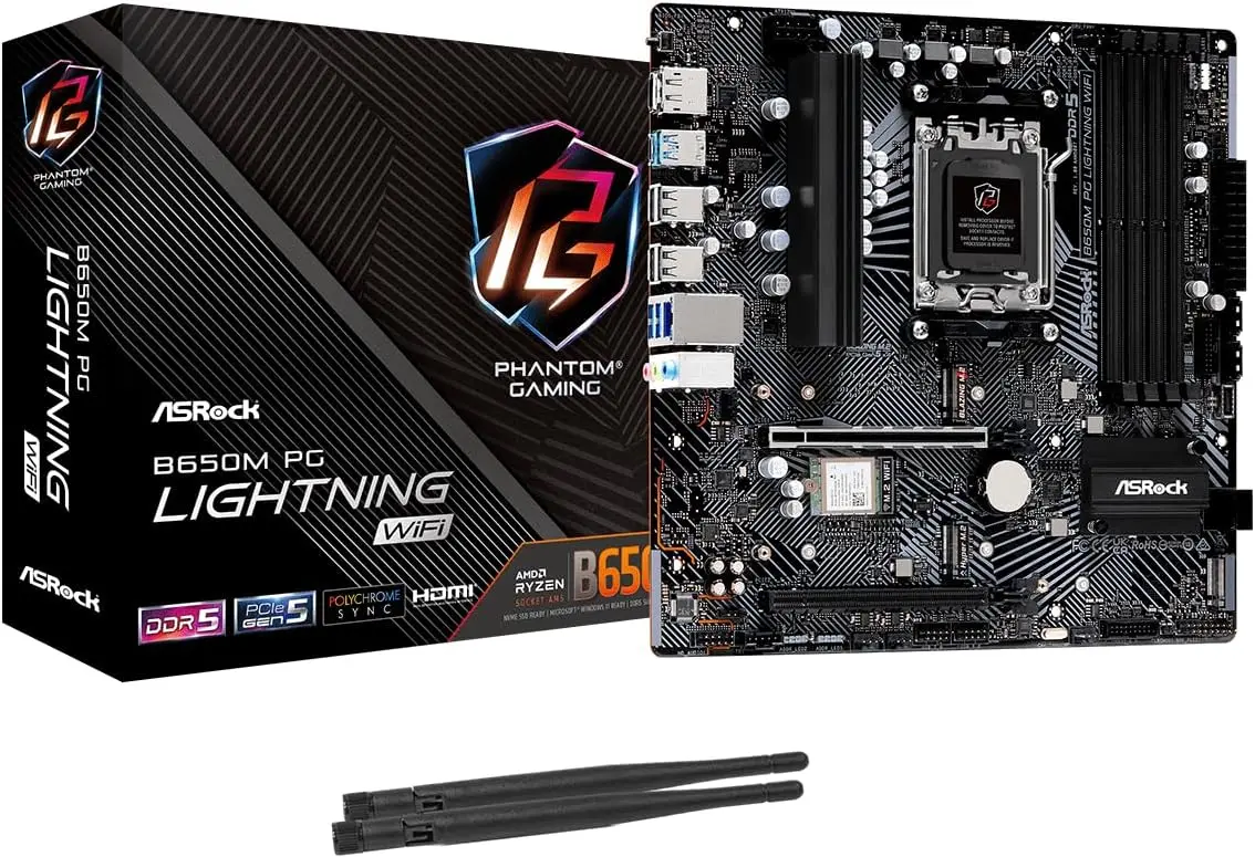 

AMD AM5 Micro ATX Motherboard, DDR5 7200+ OC, WiFi 6E, PCIe 5.0 M.2, USB 3.2 Gen2, RGB