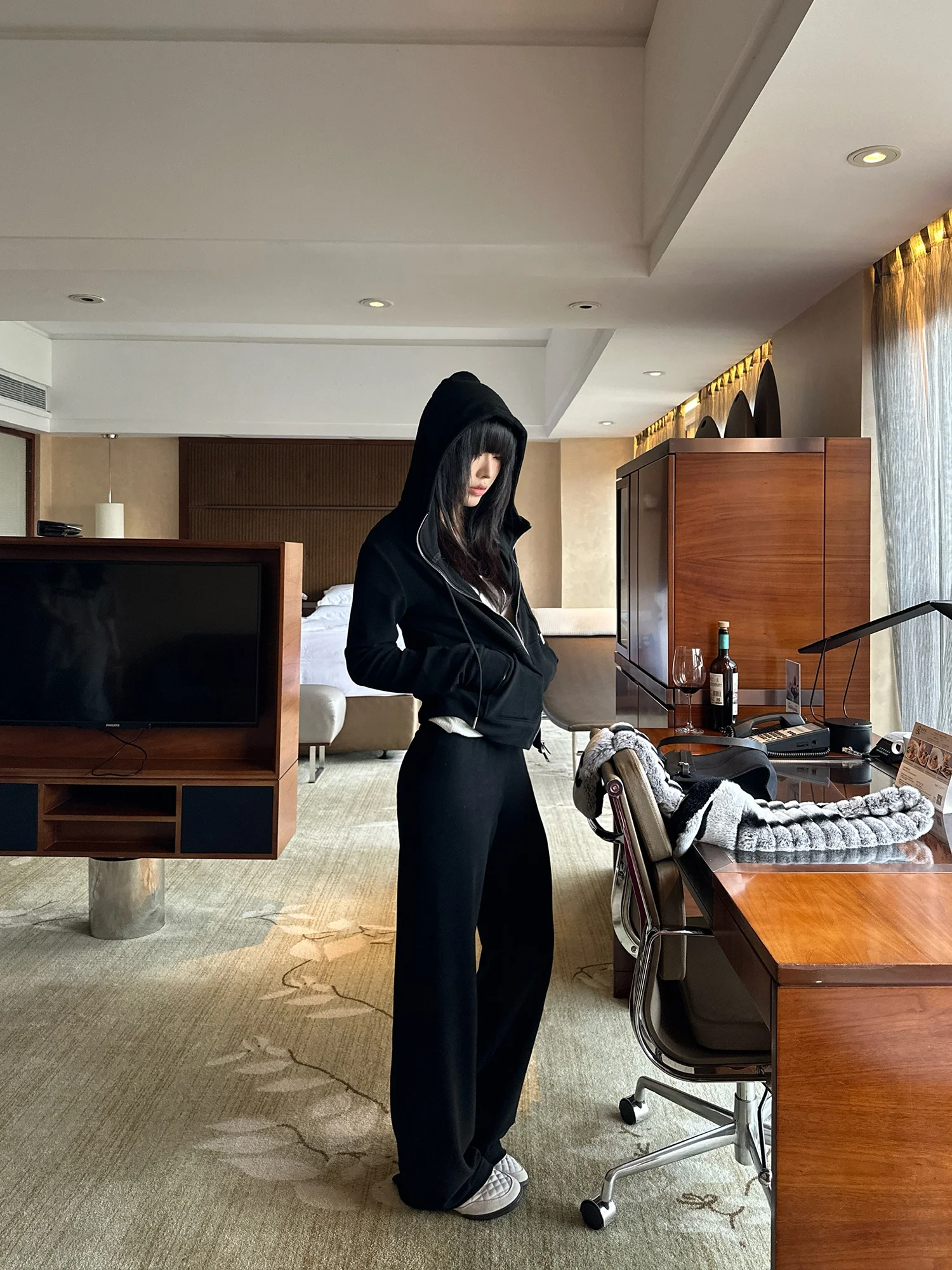 

Falin X повседневная толстовка с капюшоном, комплект из двух предметов для похудения, элитный комплект из двух предметов на весну и осень