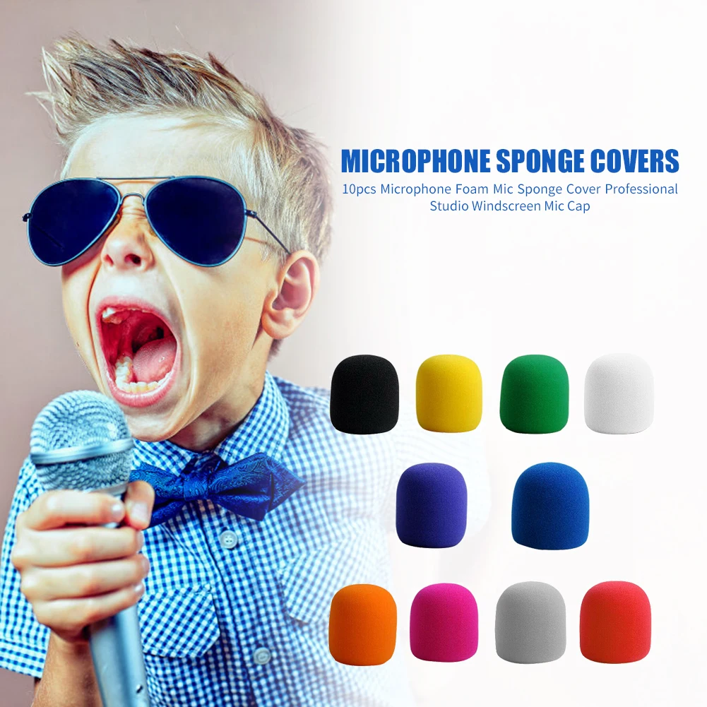 

10pcs Microphone Foam Mic Sponge Ball Shape Cover Windscreen Protective Shield