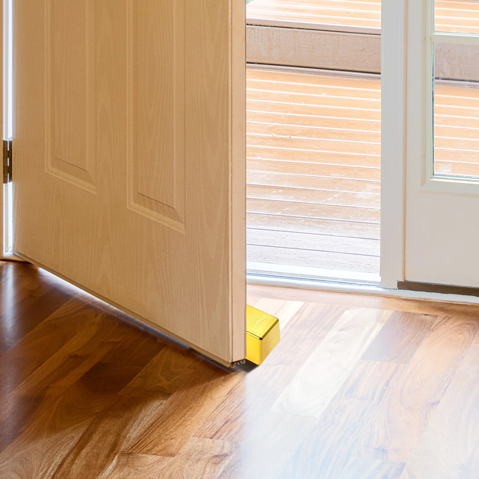 

Plastic Golden Brick Door Stopper Realistic Simulation Non Slip Pad Stopper Protector Home Decoration Office Party