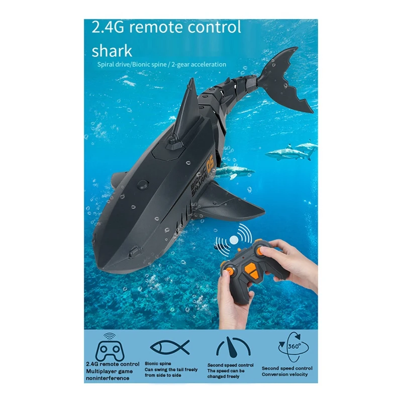 2.4G Remote Control Toy,Kids Water Toy,RC Boats,Submarine,Pool Toy For Kids,Water Toy Gift For Boys And Girls Black