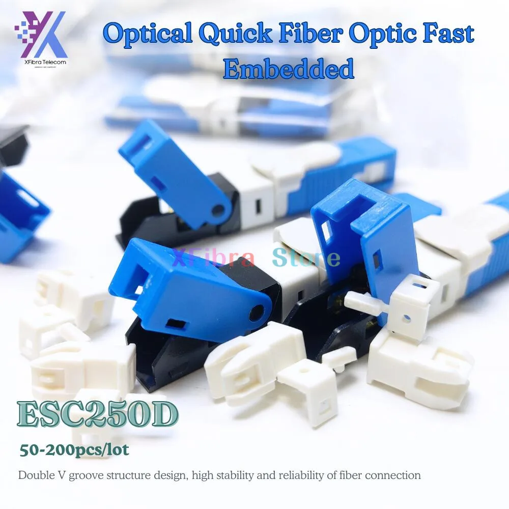 

50-200PCS/lot Original High Quality ESC250D SC APC UPC Single-Mode Fiber Quick FTTH SM Optic Fast Connector