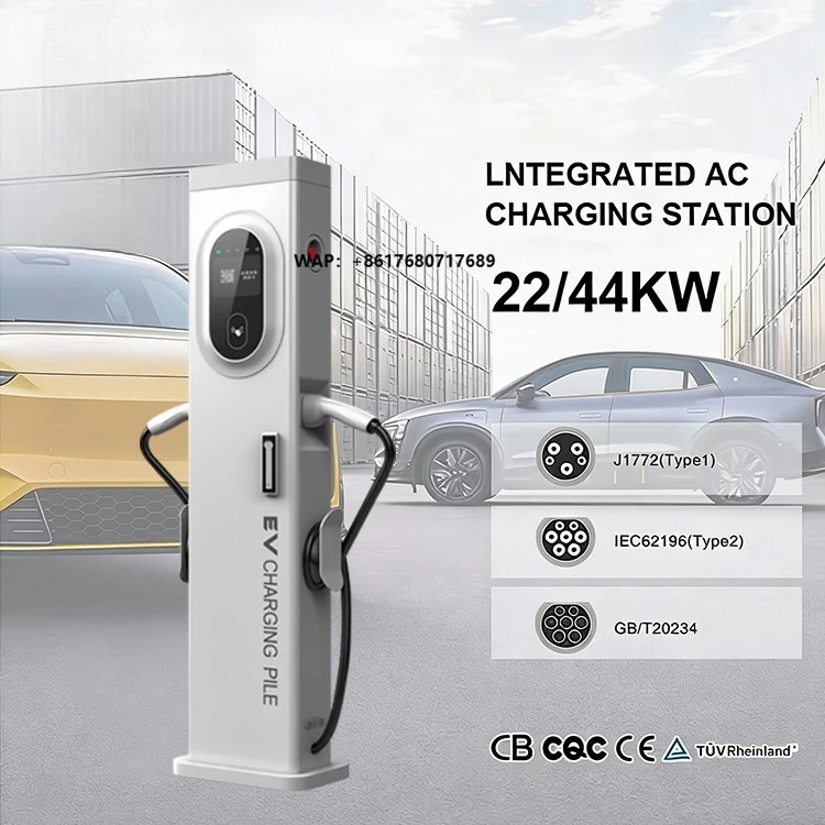 

AMPPAL 7Kw 14kw 22Kw 44KW New IP54 Floor-Mounted AC EV Charger Station with Two CCS Guns 22kW IP54 Protection OCPP POS